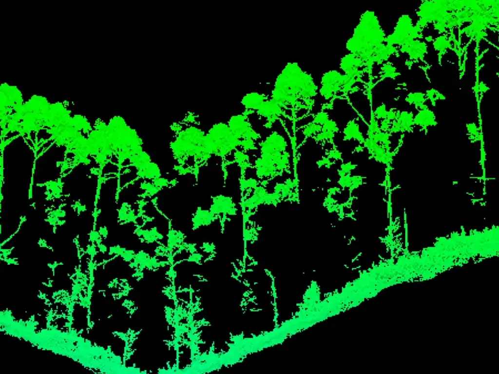 Hohe Punktdichte bedeutet klarere und detailliertere Geländedaten.